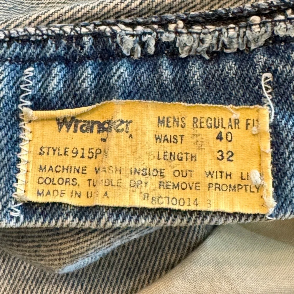 80s USA Vintage Wrangler Jeans Mens Distressed Holy‎ Denim Blue